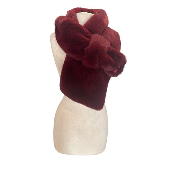 Hat Attack Faux Fur Scarf | Deep Burgundy Plush Neck Wrap | Chic Winter Trend 20 - Picture 2 of 6